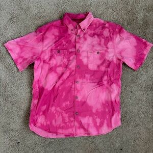Pink Tie Dye Button Up Shirt Unisex Size L